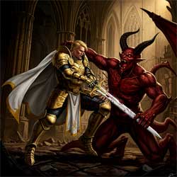 Paladin Fighting a Demon